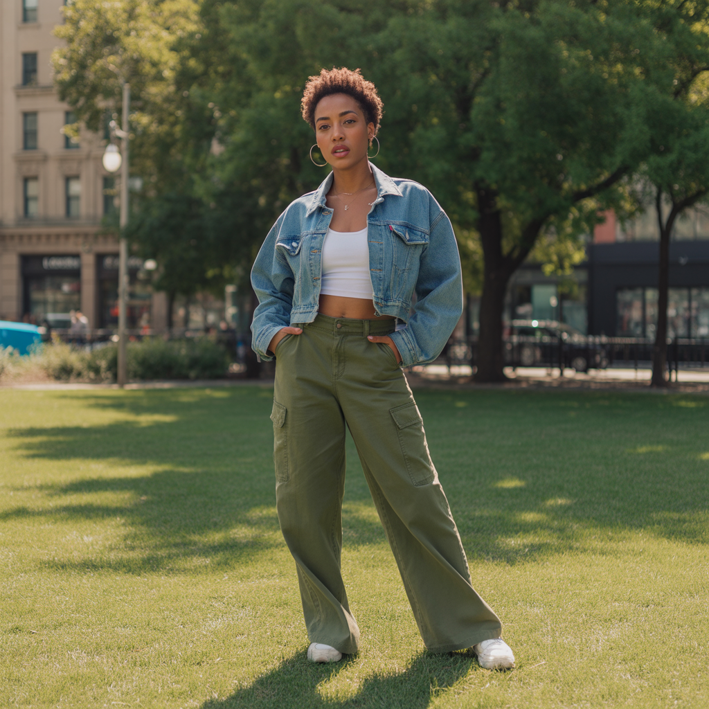 Cargo Pants with Cropped Jacket