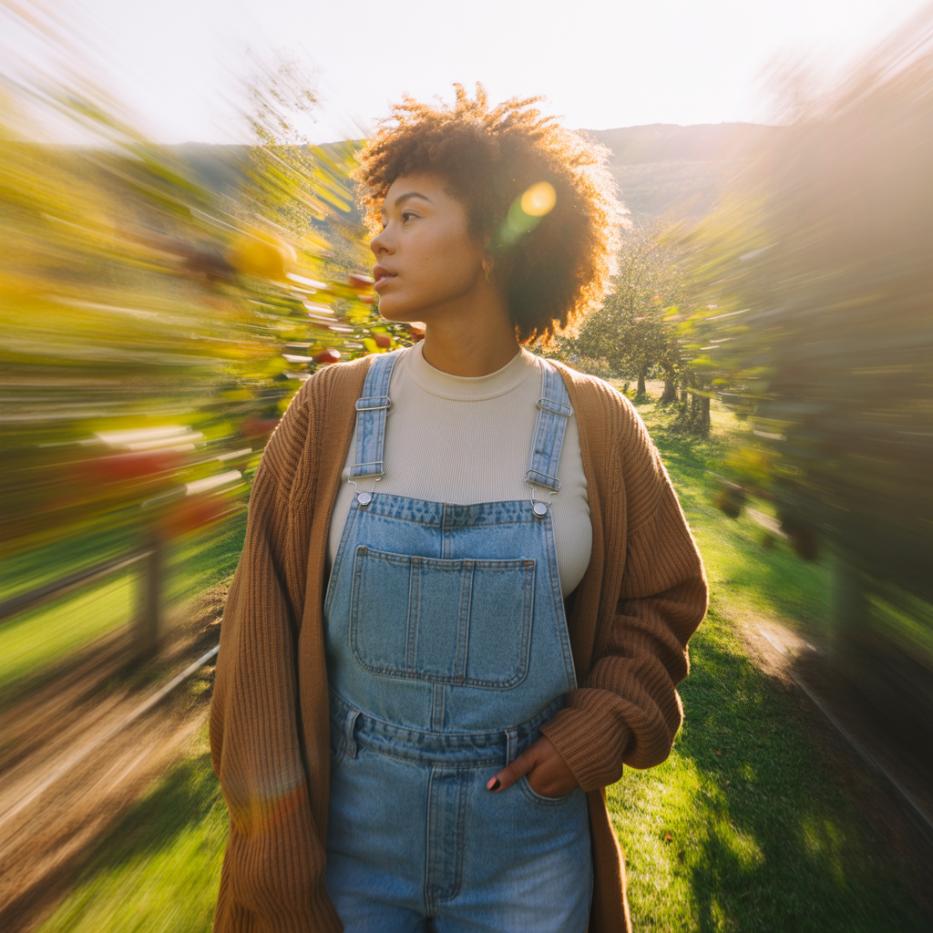 Chunky Knit Cardigan with Overalls