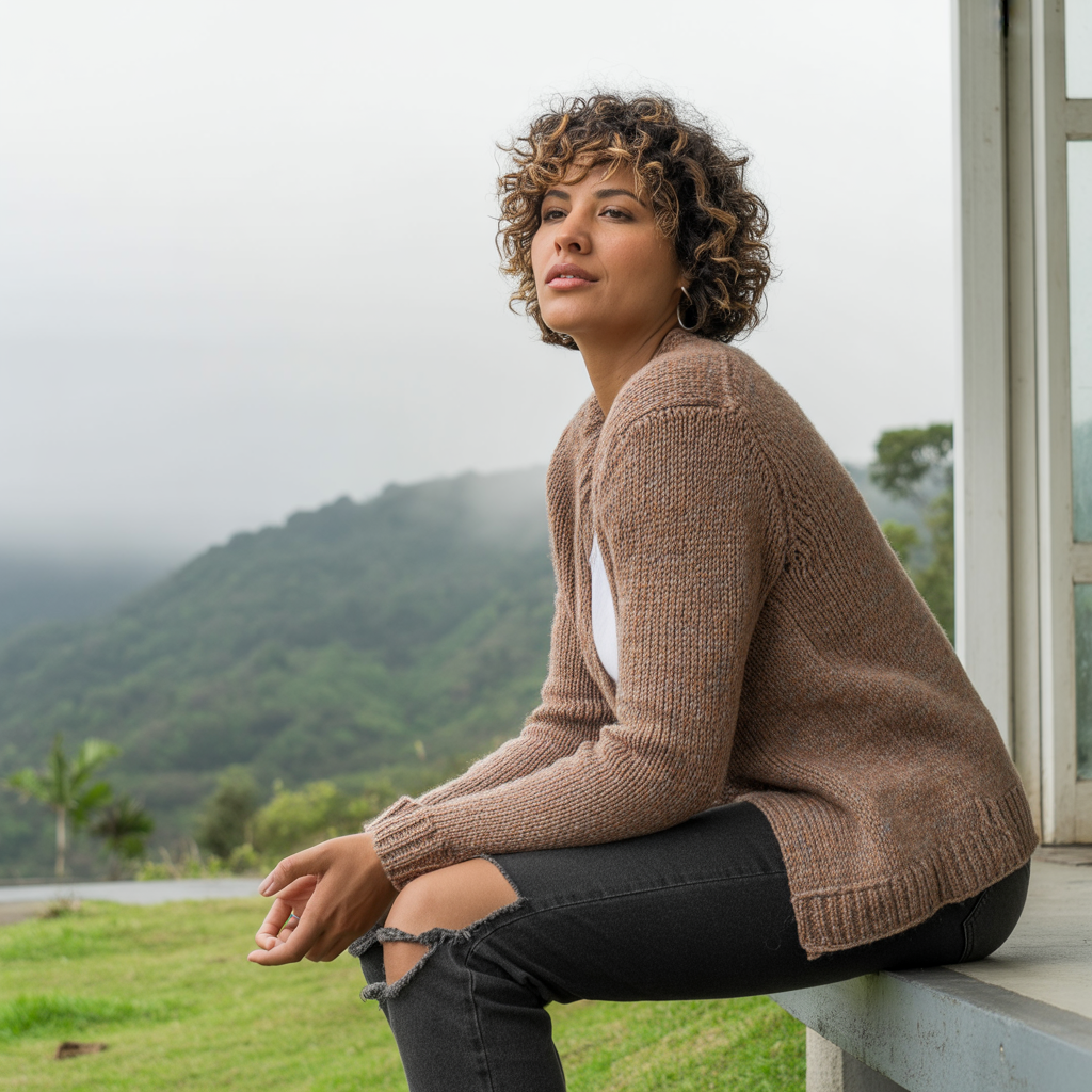 Chunky Knit Cardigans with Denim