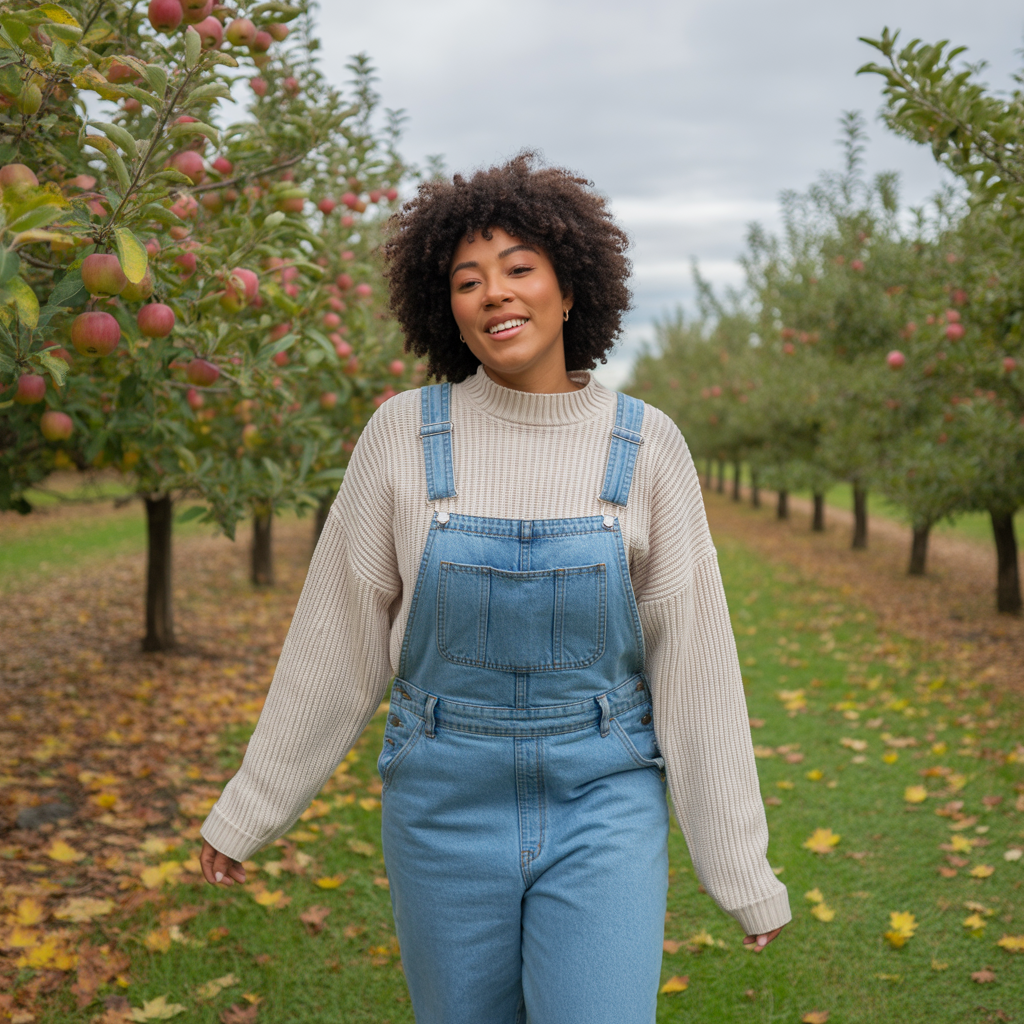 Chunky Sweater with Overalls