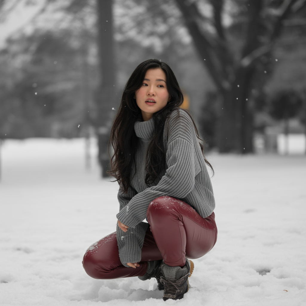 Cozy Sweater with Leather Pants