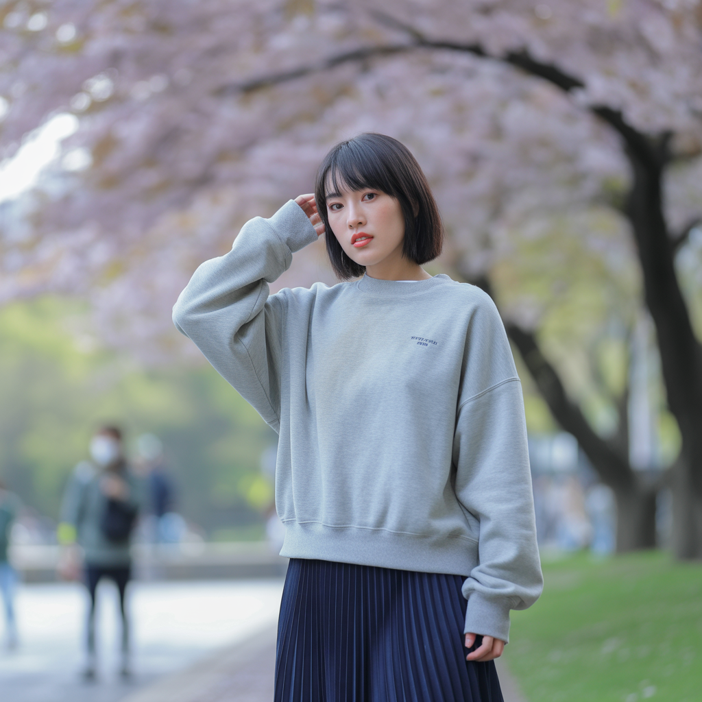 Crewneck Sweatshirt with Pleated Skirt