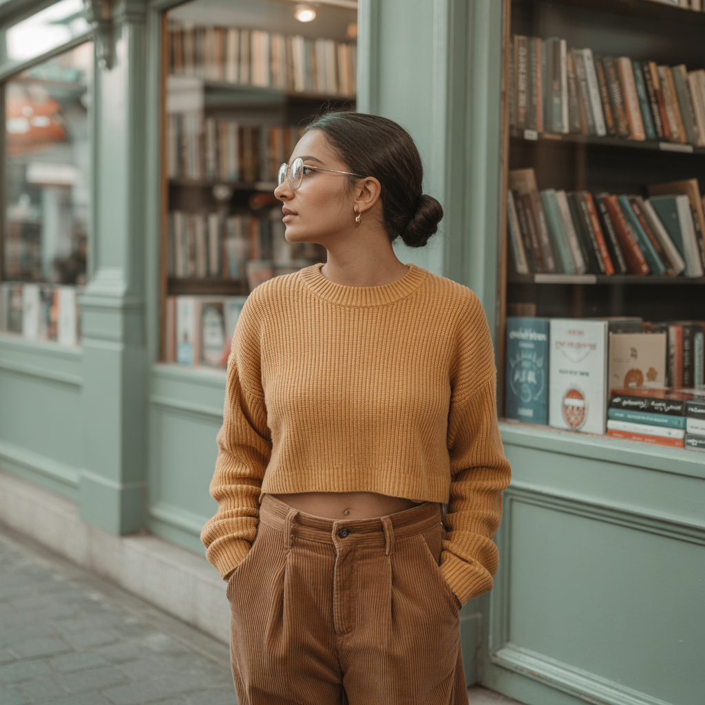 Cropped Sweater with High-Waisted Pants