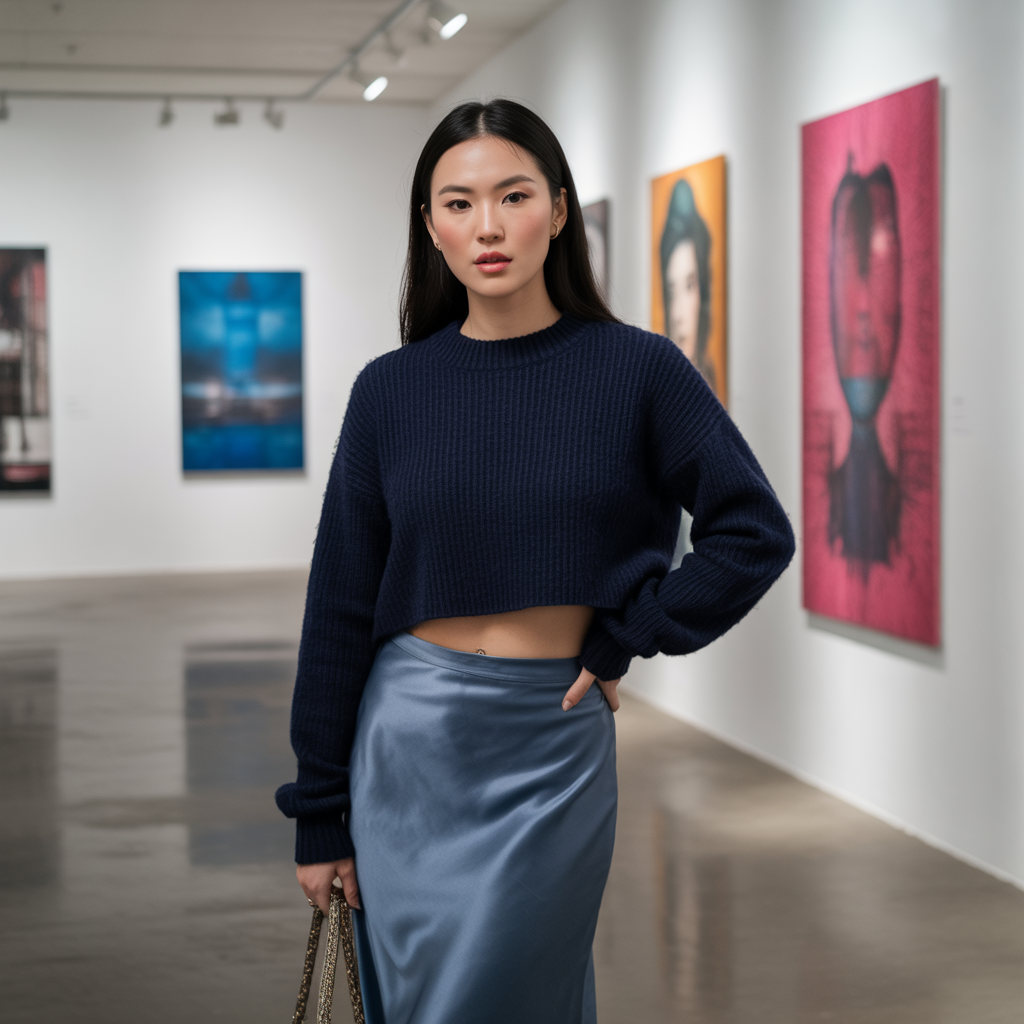 Cropped Sweater with Midi Skirt