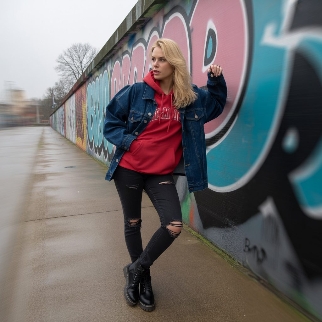 Denim Jacket Over a Hoodie with Skinny Jeans