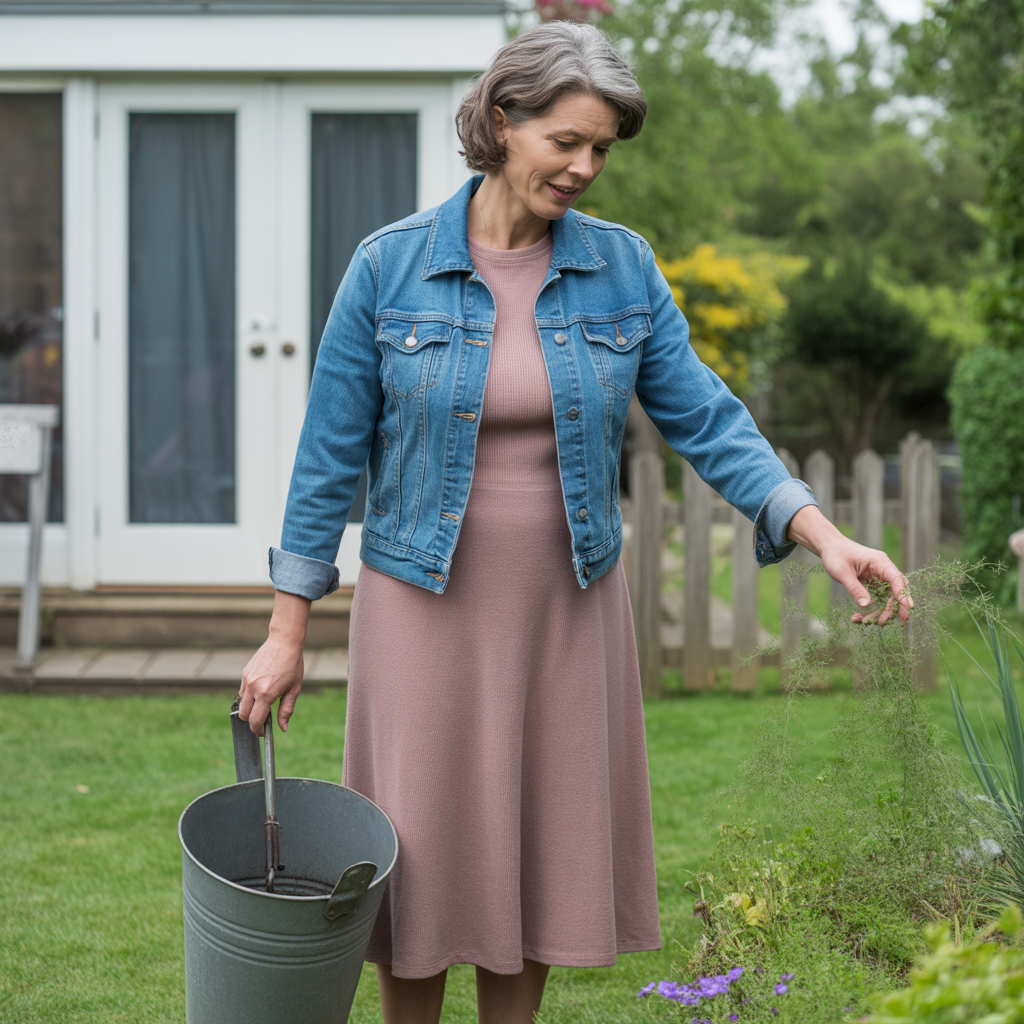 20 Best Chic Fall Outfits to Elevate Your Autumn Style 9 Denim Jacket with Midi Dress