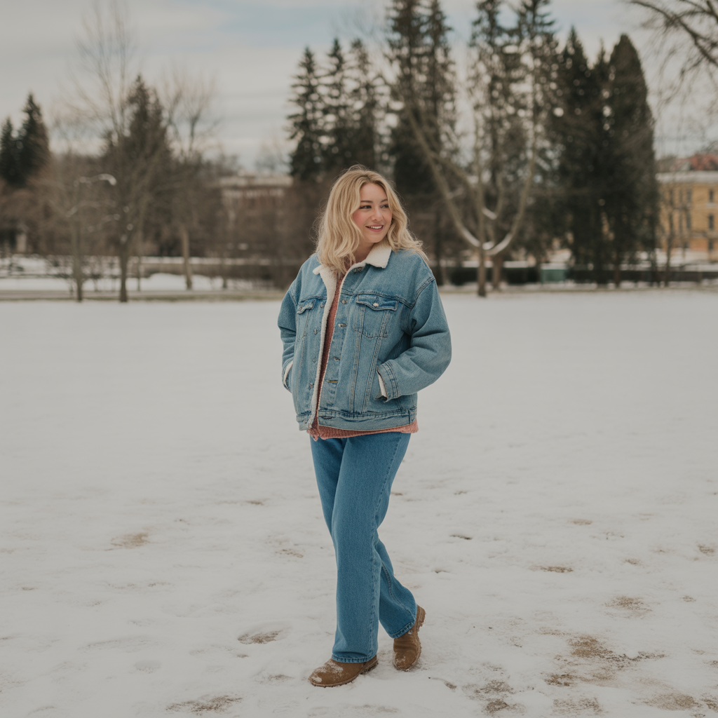 Denim Jacket with Sherpa Lining