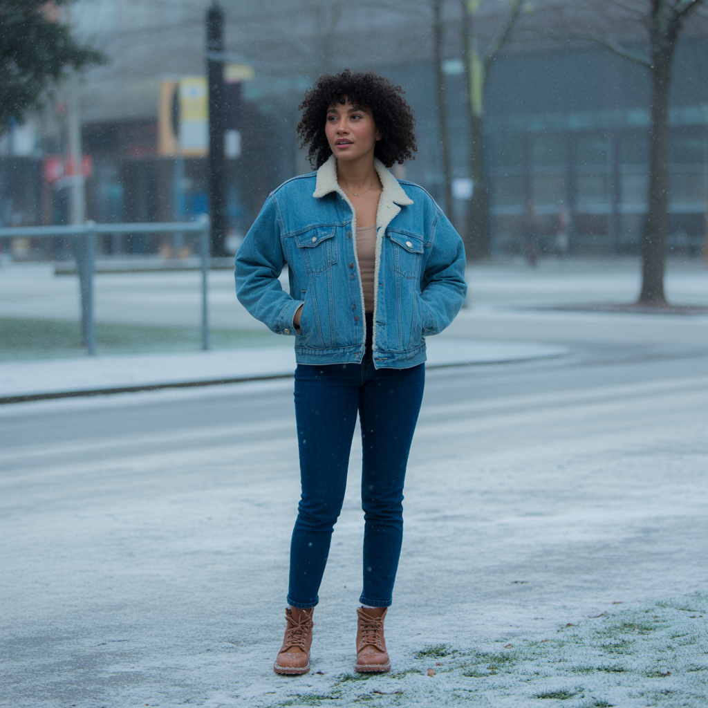 Denim Jacket with Sherpa Lining