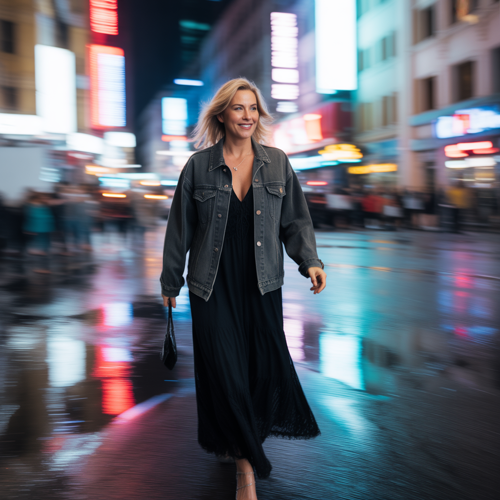 Denim Jackets with Maxi Dresses