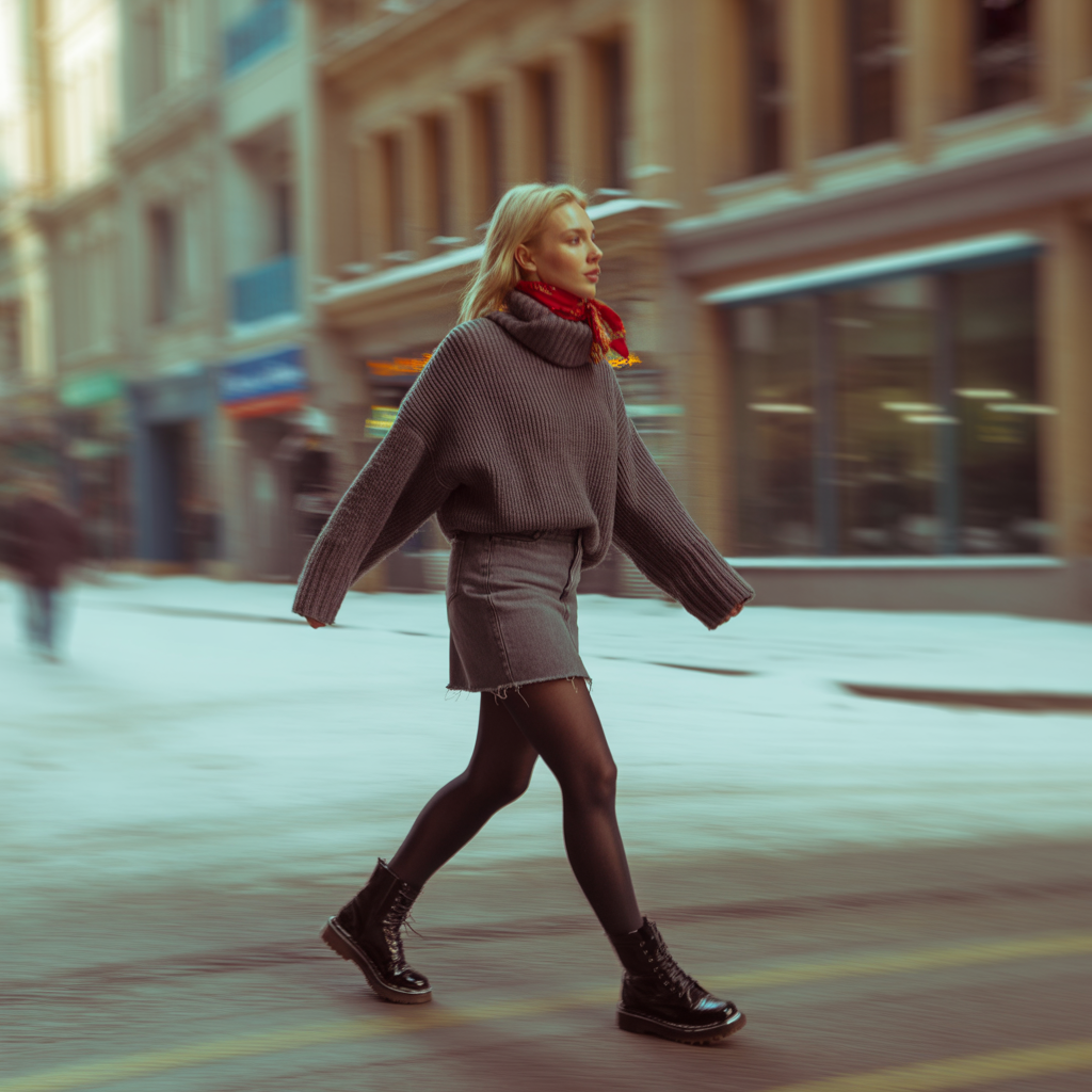 20 Best Girly Winter Outfits to Stay Cute & Cozy This Season 11 Denim Skirt with Chunky Knit