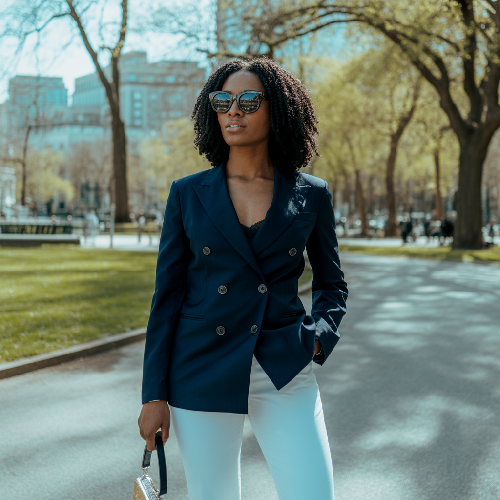 20 Best Chic Winter Work Outfits for a Polished Look 15 Double-Breasted Blazer with Slim Pants