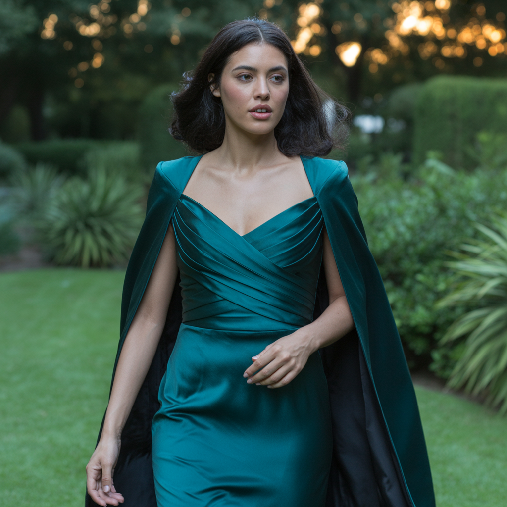 Evening Gown with Structured Cape