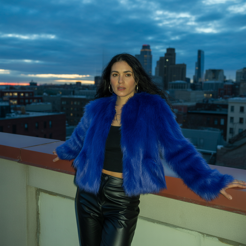 Faux Fur Jacket with Leather Pants