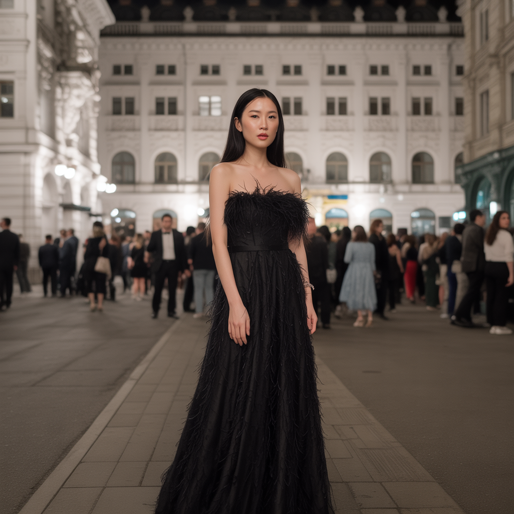 Feather-Trimmed Dresses for Playful Luxury