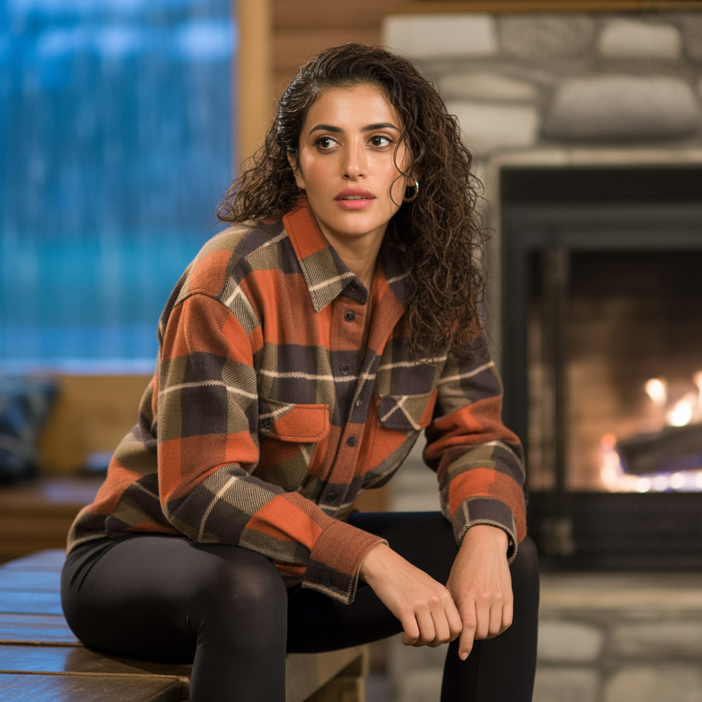 Flannel Shirt with Black Leggings