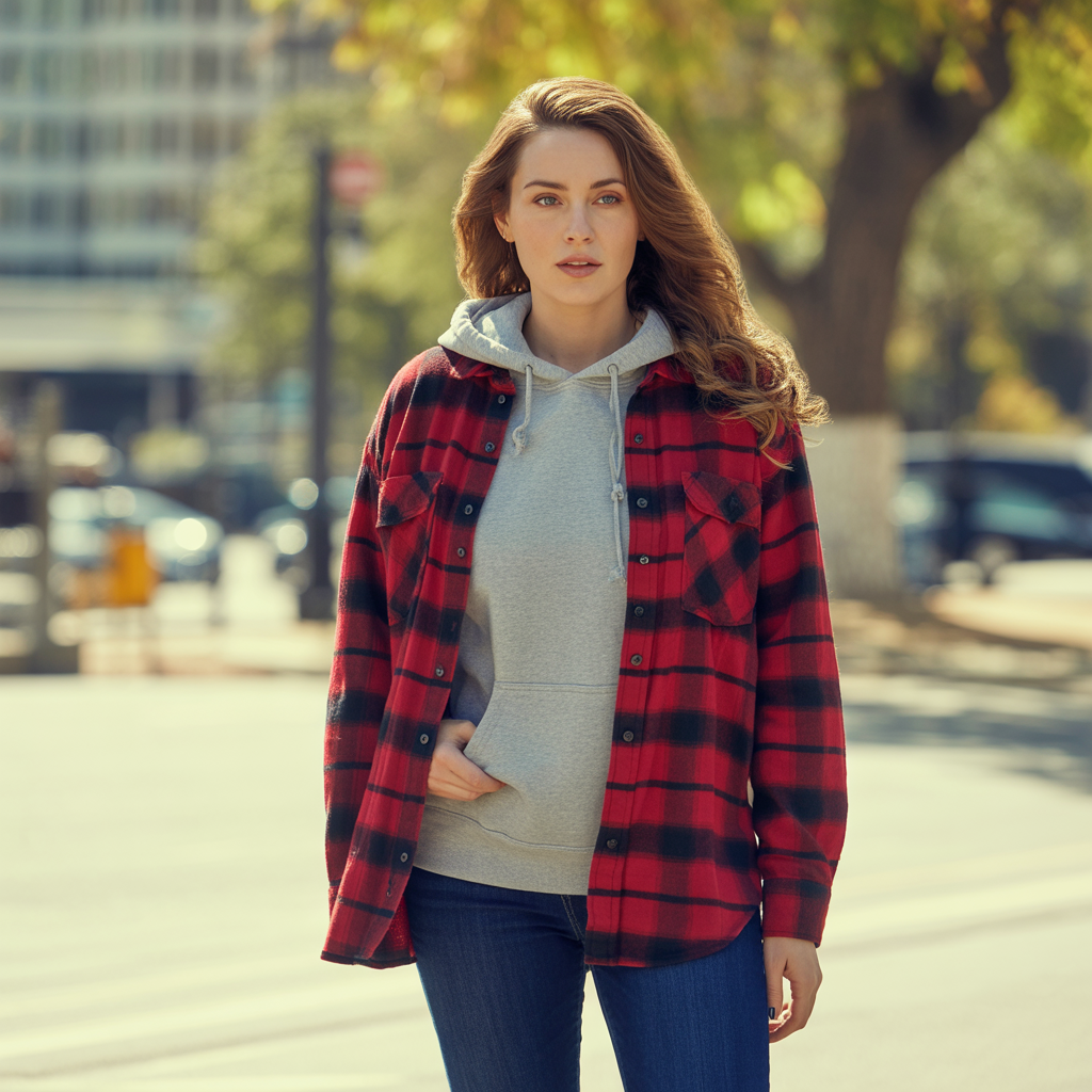 15 Best Cool Winter Outfits to Keep You Warm and Stylish 5 Flannel Shirt with Hoodie and Jeans