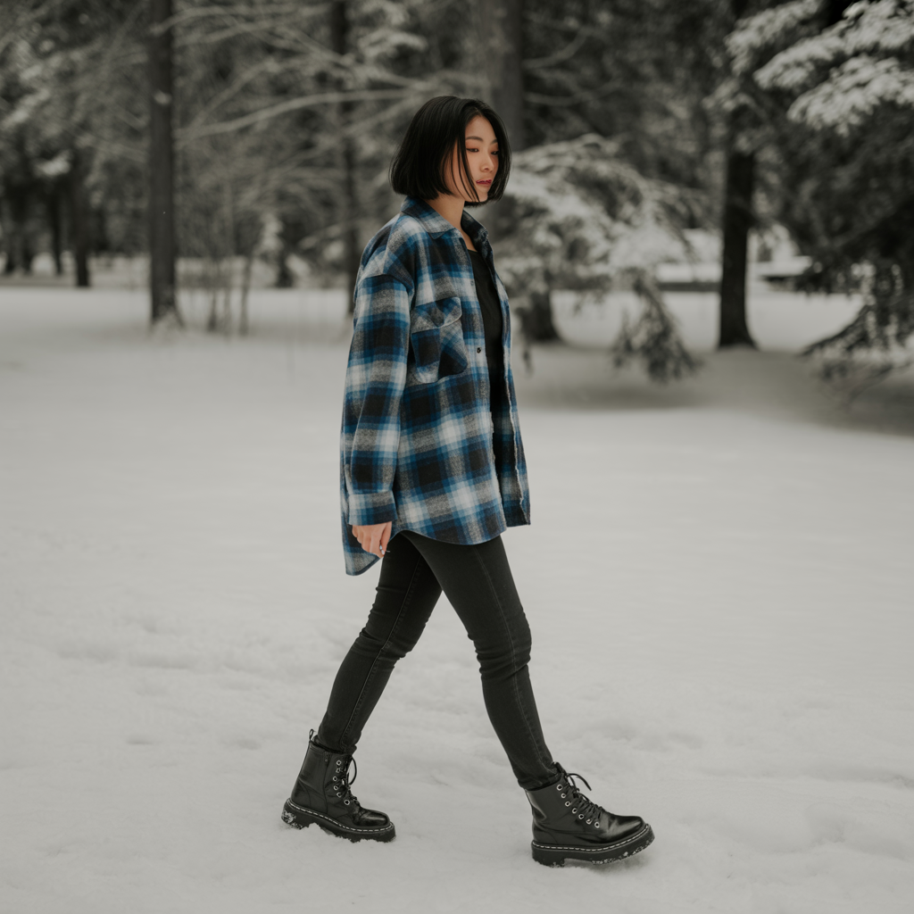 Flannel Shirt with Jeans and Combat Boots