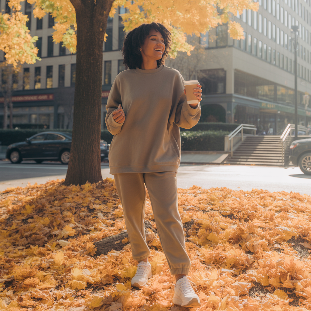 Fleece Joggers with Oversized Crewneck