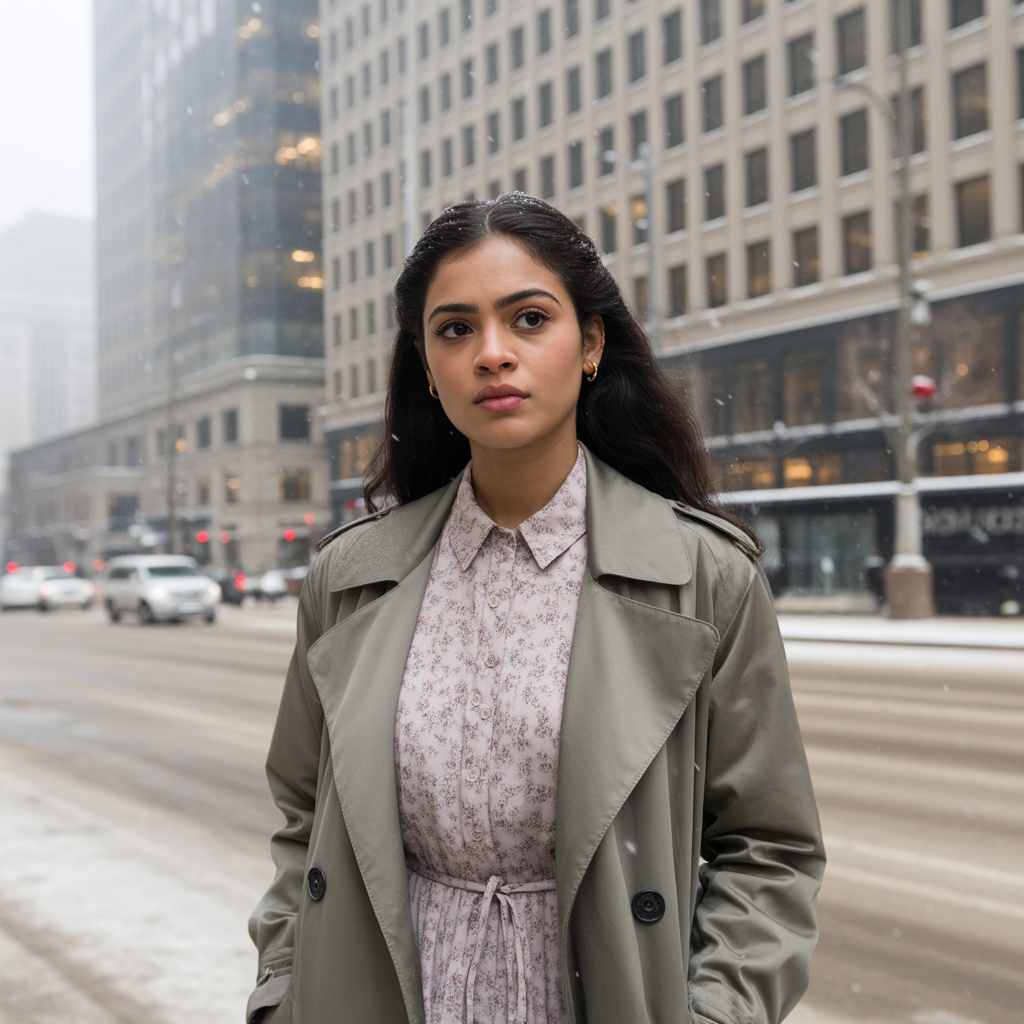 Floral Dress with a Trench Coat