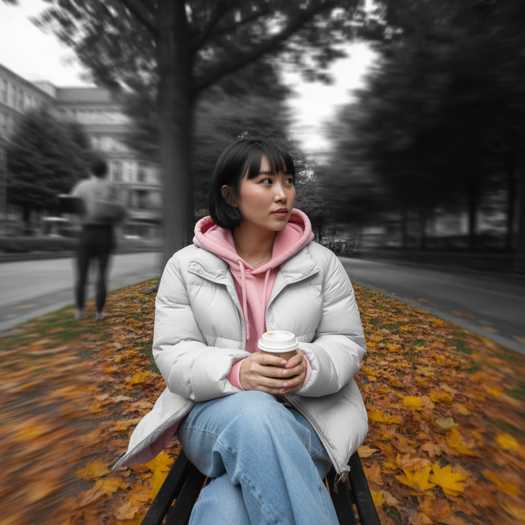 Hoodie Layered with Puffer Jacket