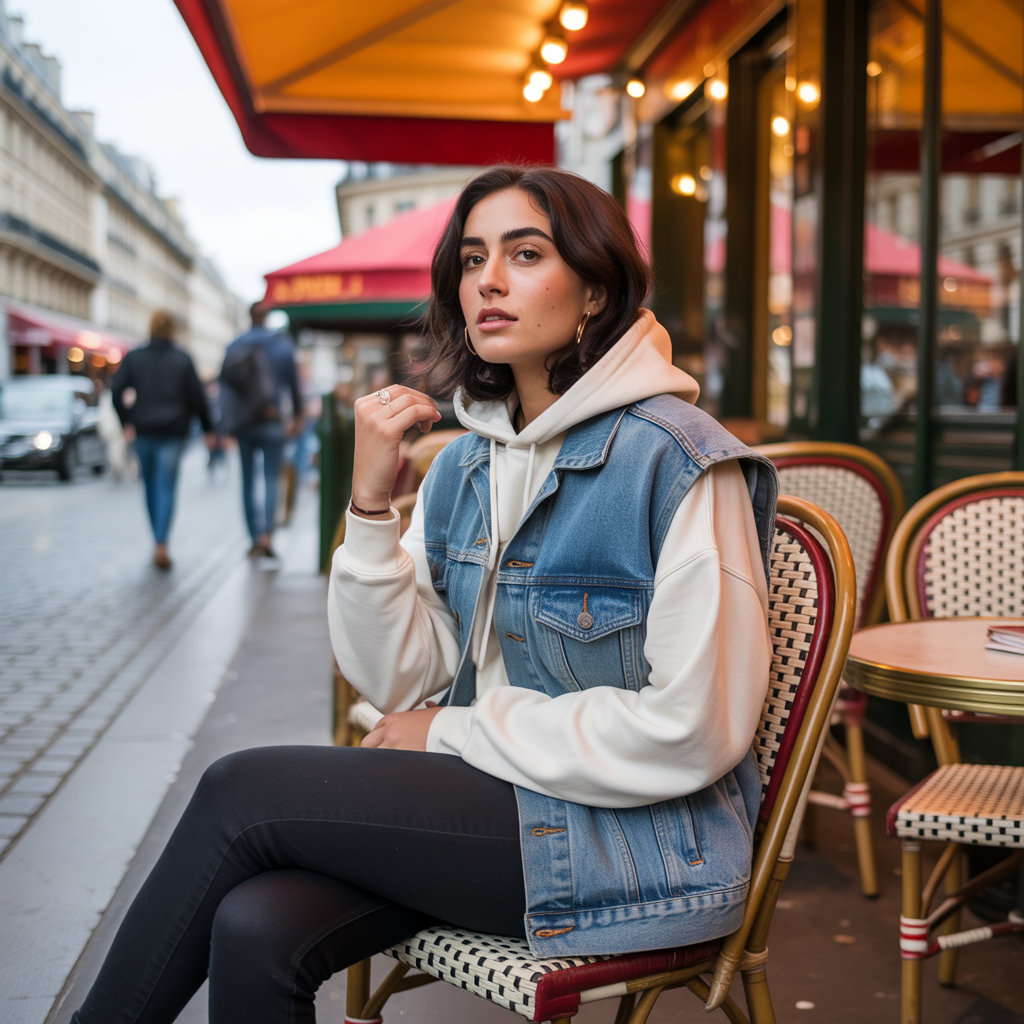 Hoodie Layered with Shacket and Jeans