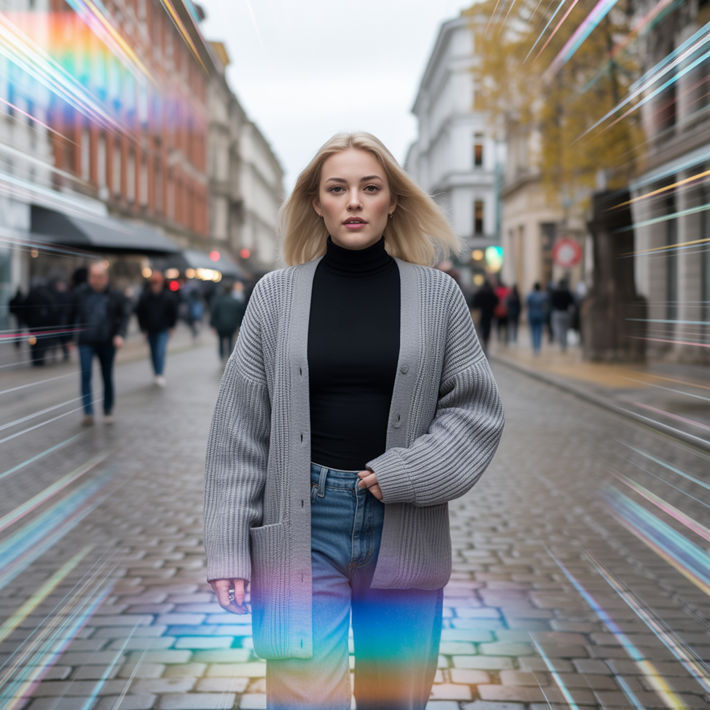 Knit Cardigan with Layered Tops