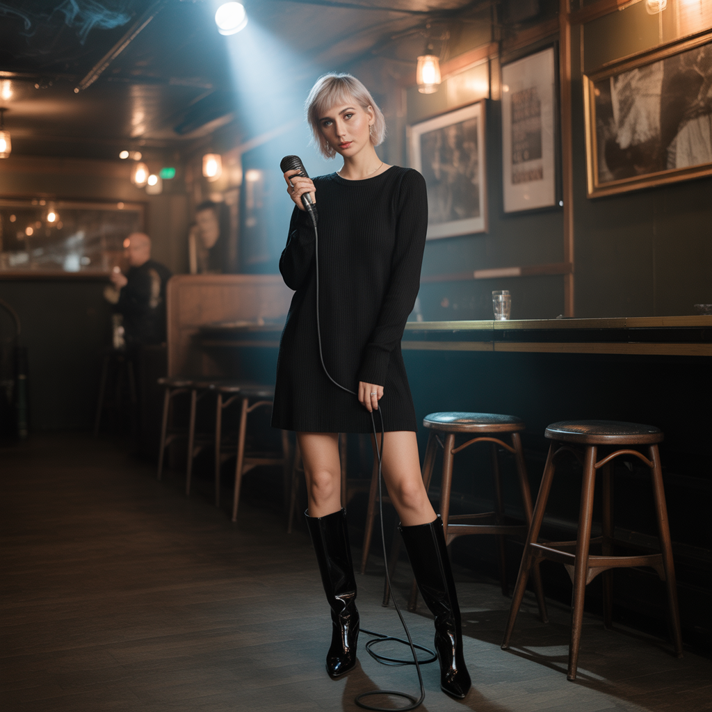 18 Best Classy Fall Outfits to Elevate Your Autumn Style 16 Knit Dress with Knee-High Boots