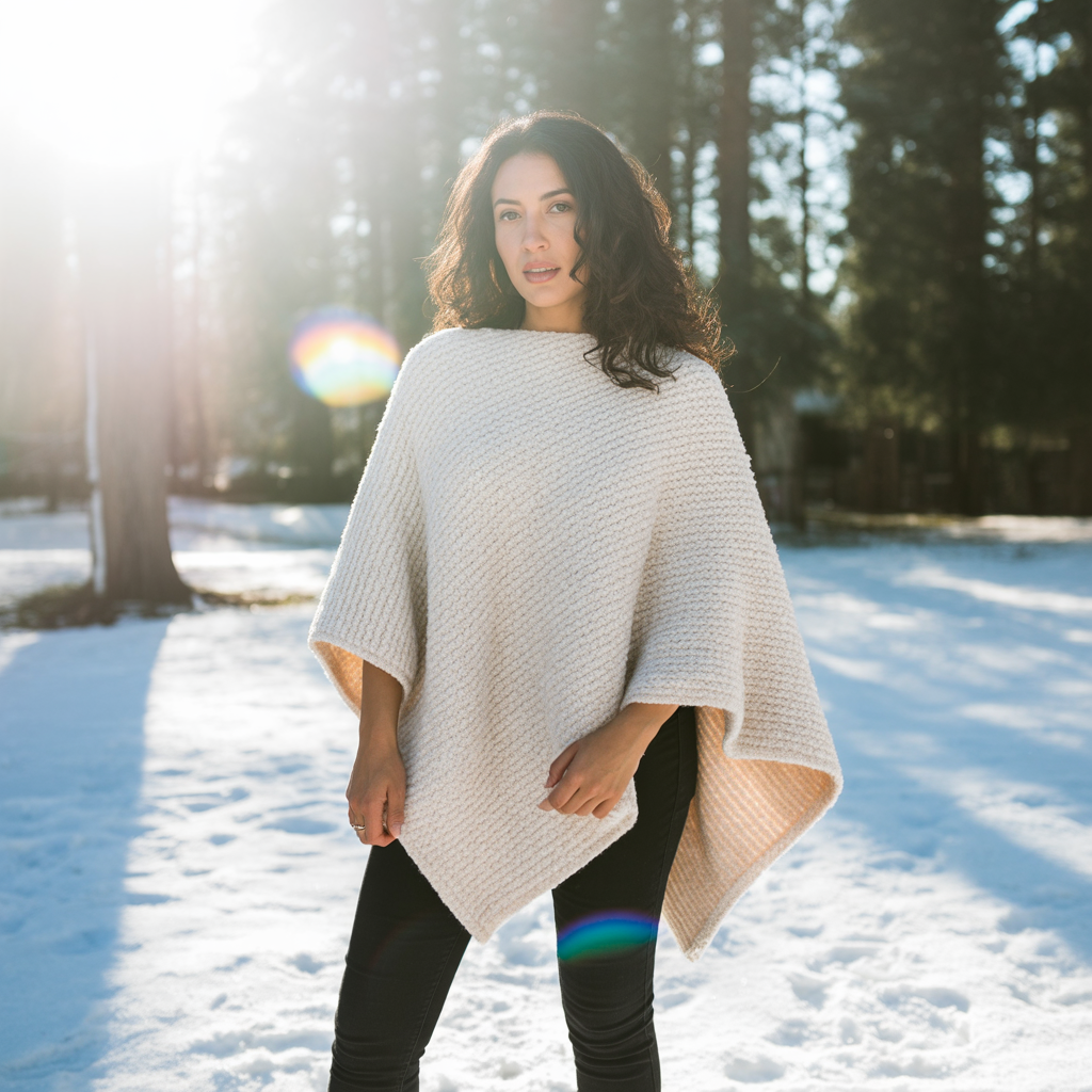 Knit Poncho with Skinny Pants