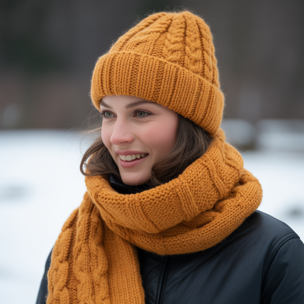 20 Best Girly Winter Outfits to Stay Cute & Cozy This Season 19 Knit Scarf and Beanie Combo