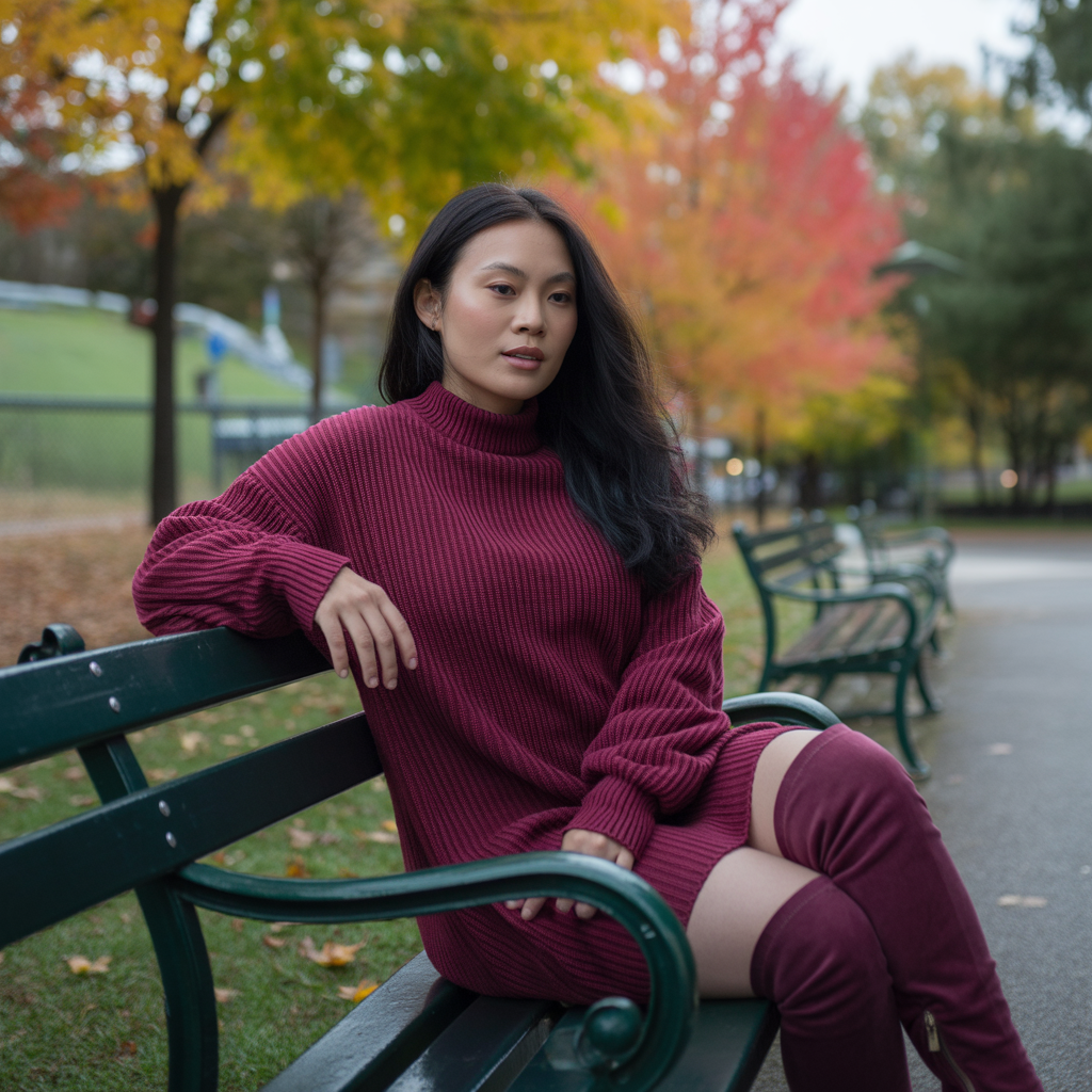 20 Best Baddie Fall Outfits to Slay This Season 3 Knit Sweater Dress with Thigh-High Boots