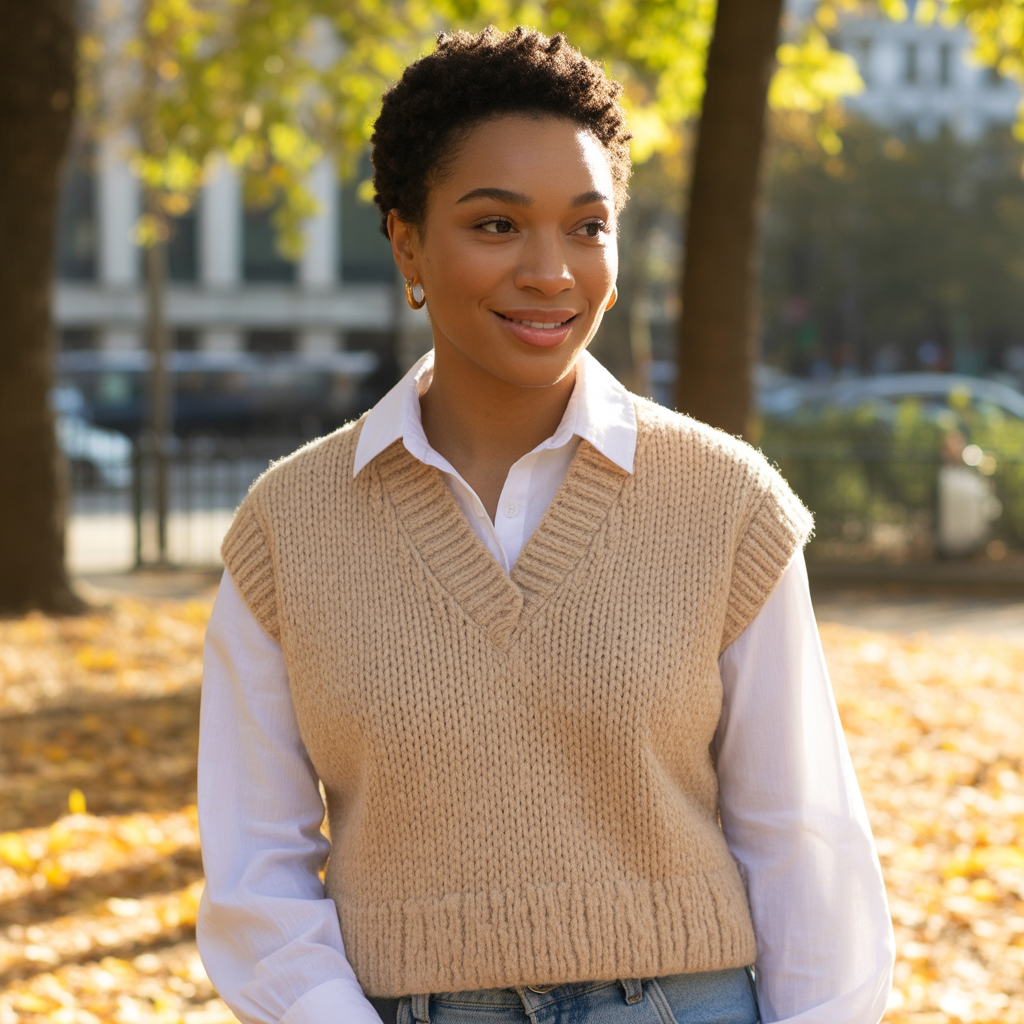 Knit Vest with Collared Shirt