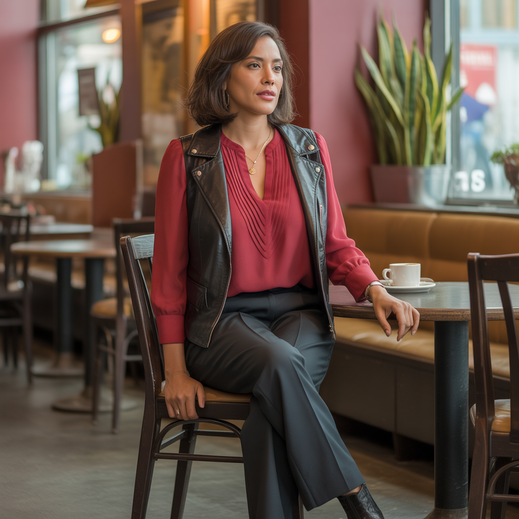 Layered Blouses with Vests