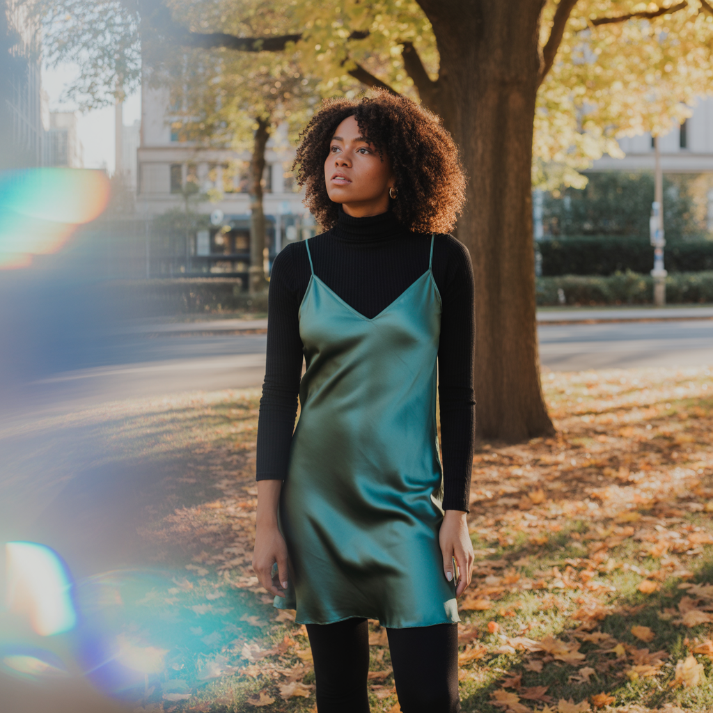 20 Best Chic Winter Work Outfits for a Polished Look 9 Layered Slip Dress over Turtleneck