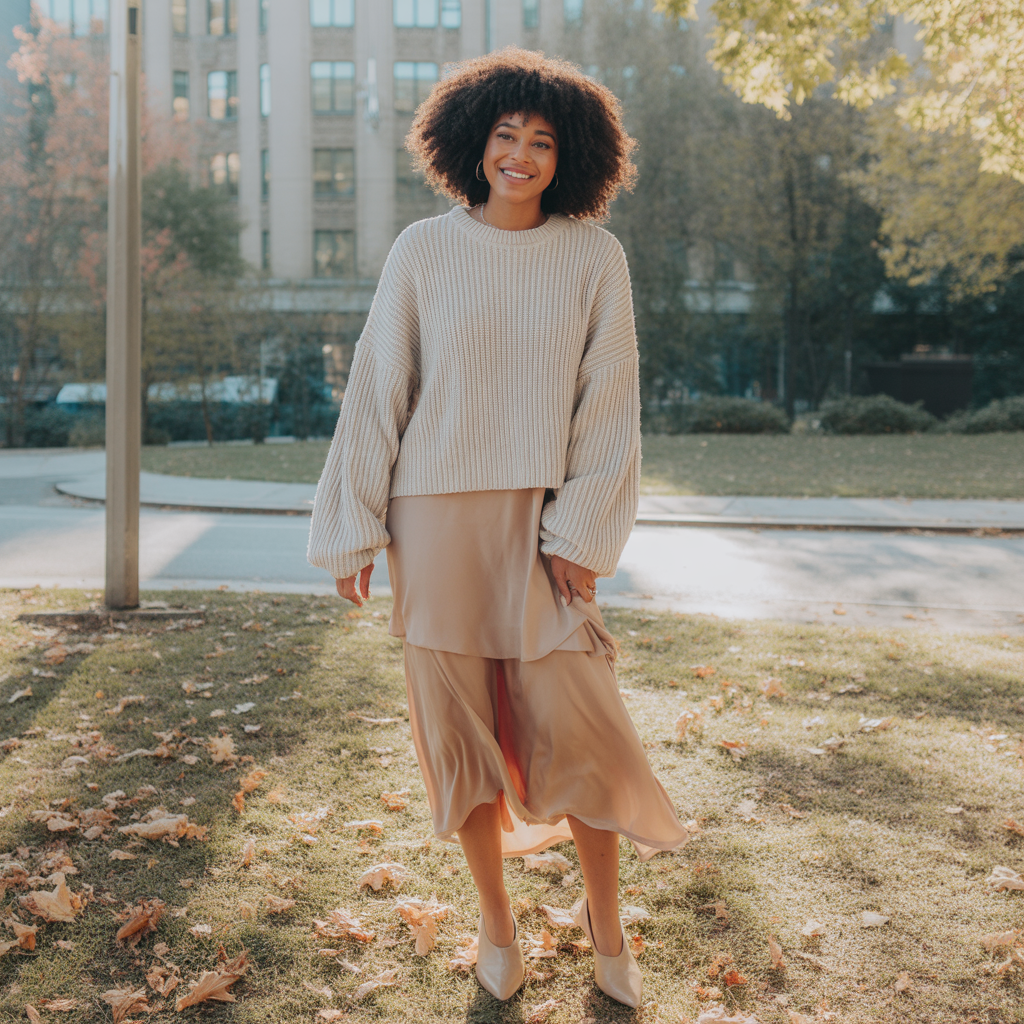 Layered Slip Dress with Sweater