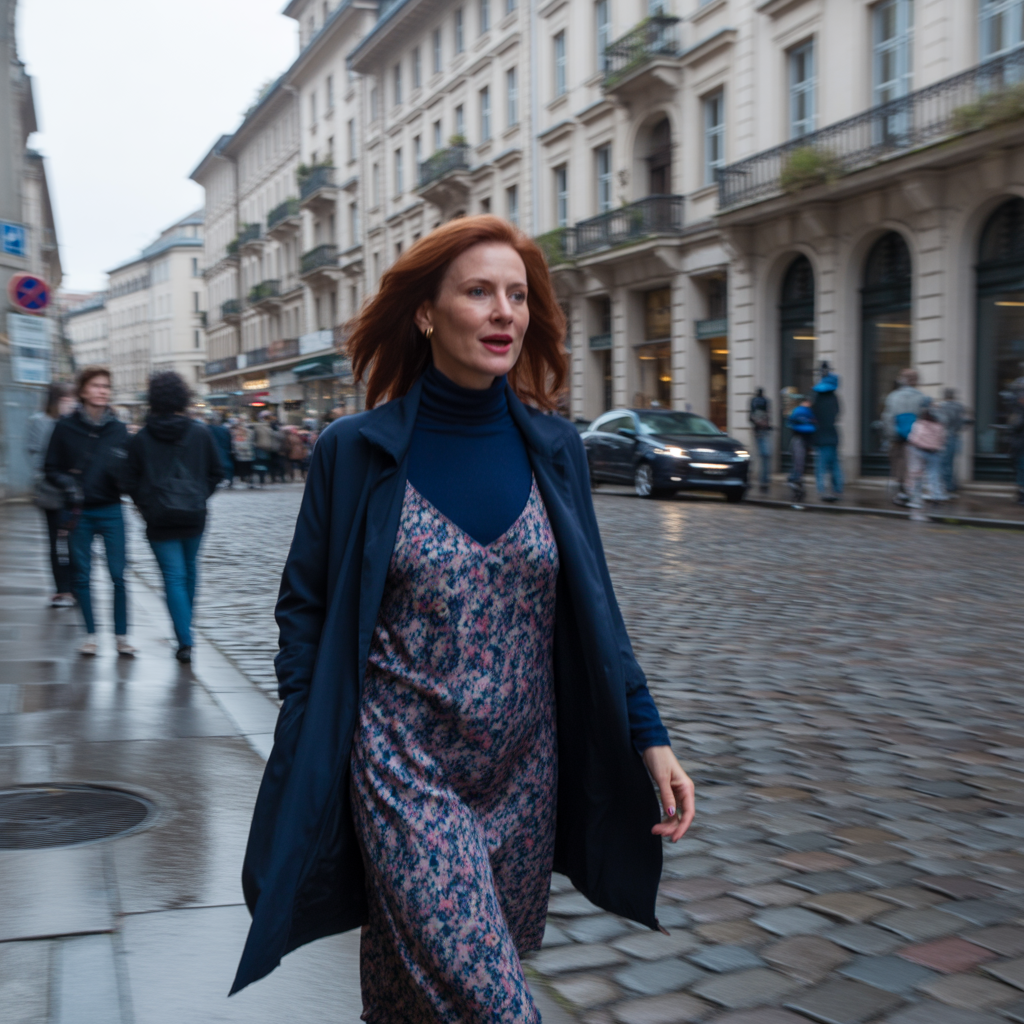 Layered Turtleneck and Slip Dress