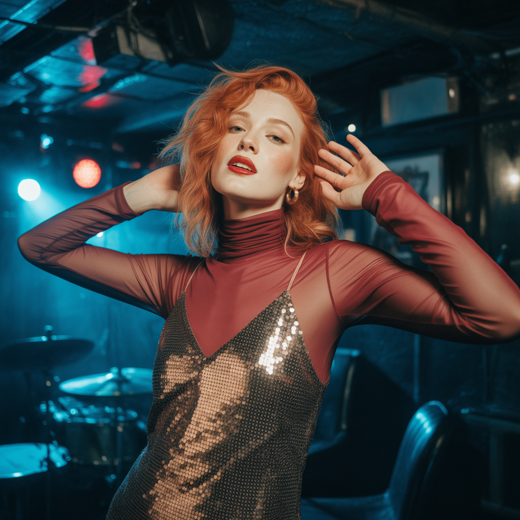 Layered Turtlenecks under Slip Dresses