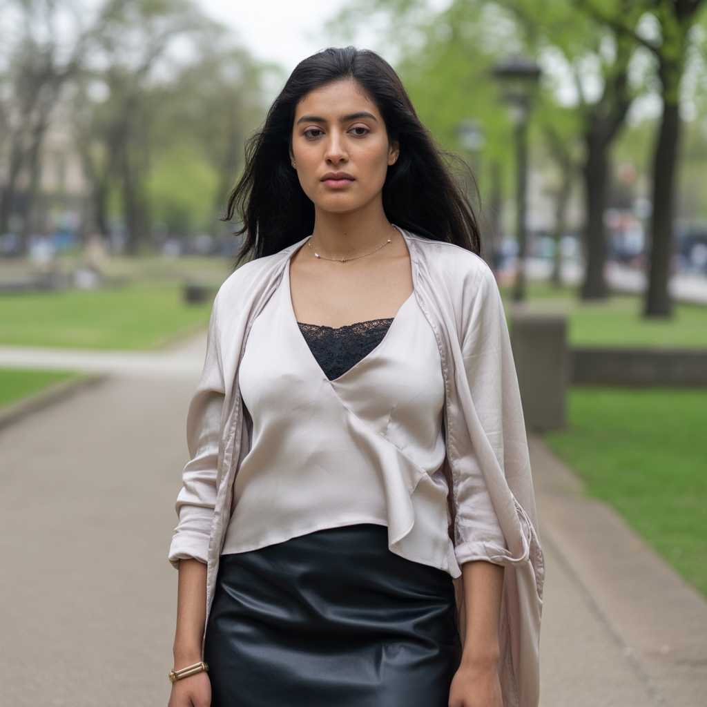 Leather Skirts with Layered Tops