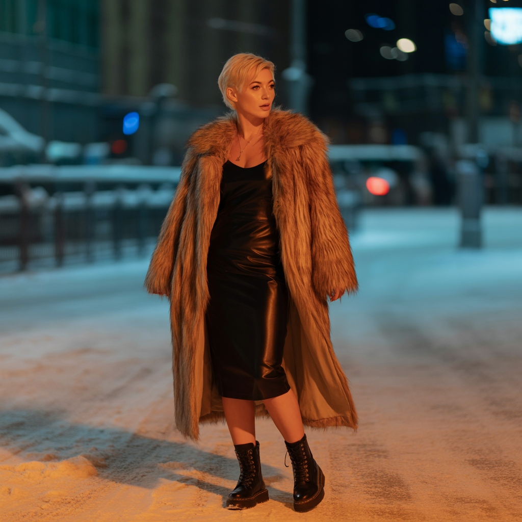 Long Coat with Midi Dress