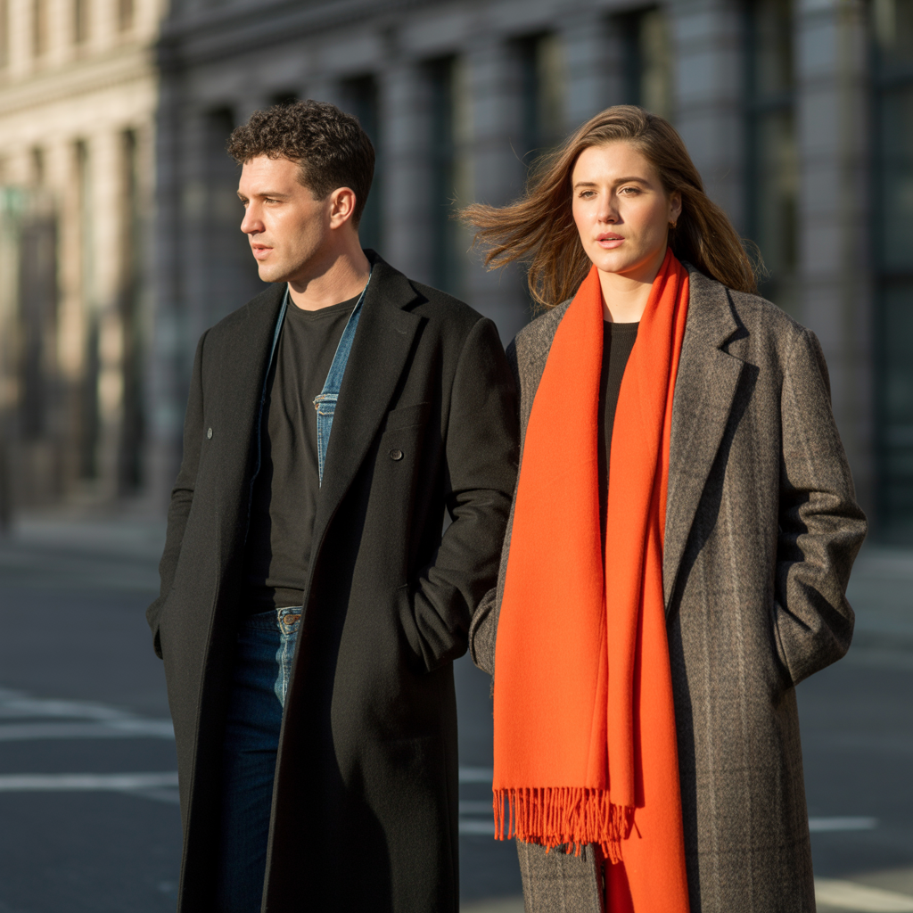 Long Wool Coats with Scarves