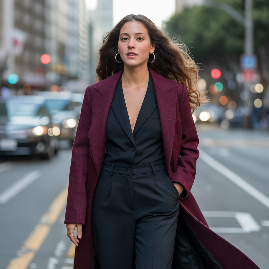 Long Wool Coats with Tailored Trousers