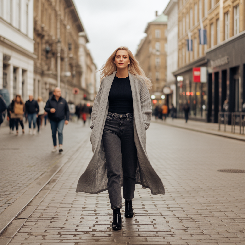 22 Best Mid Size Fall Outfits to Wear This Season 17 Longline Cardigan with Jeans