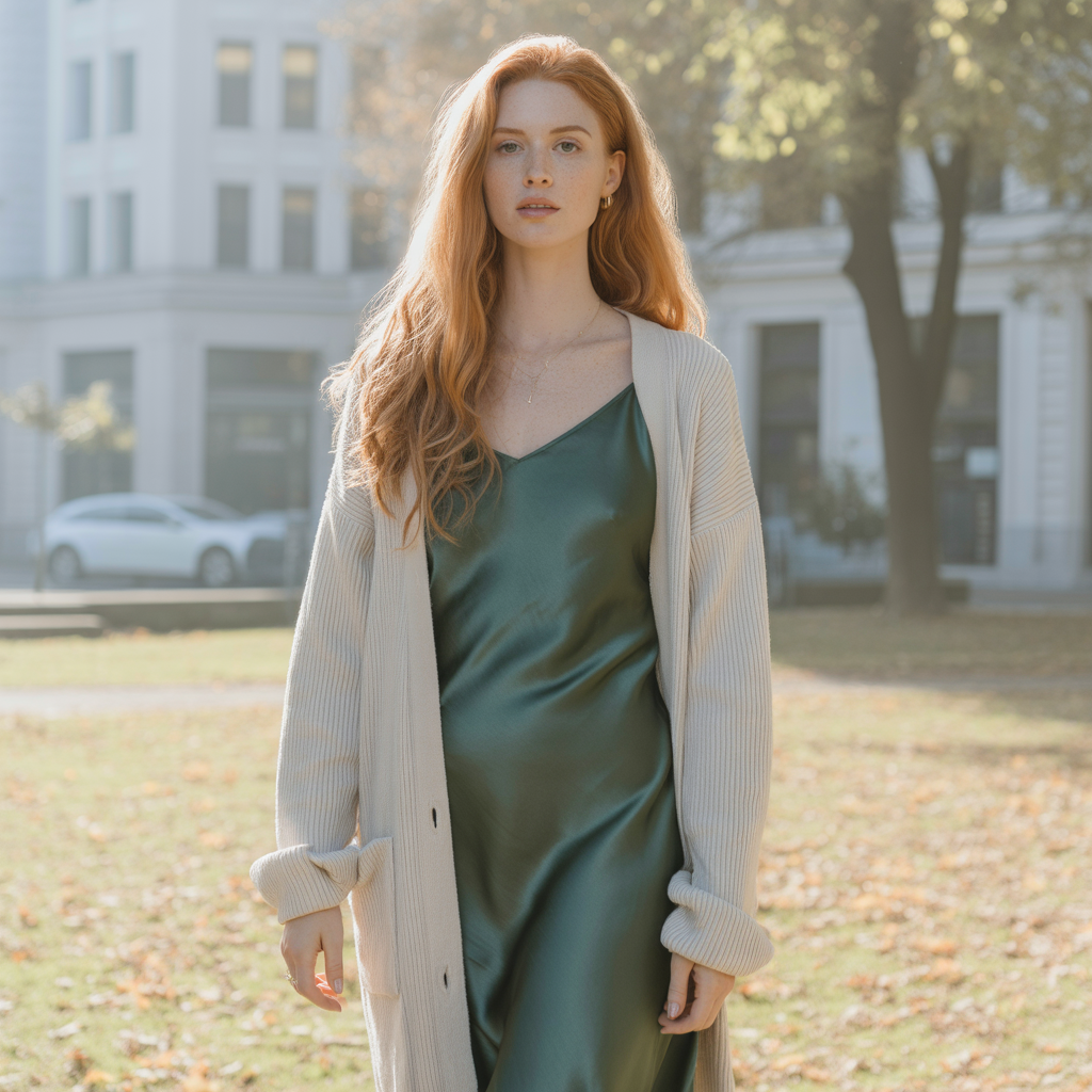 Longline Cardigan with Slip Dress