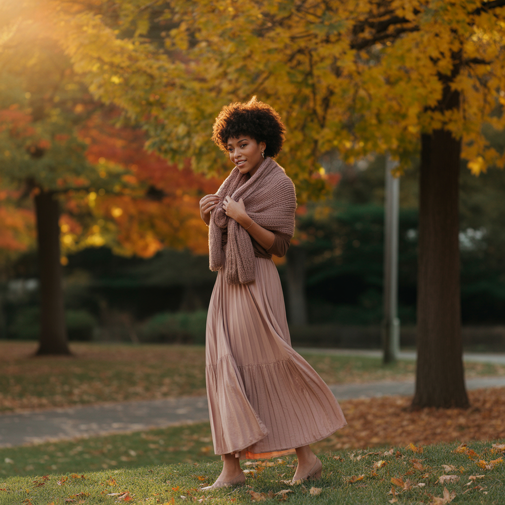 Maxi Skirt with Chunky Scarf