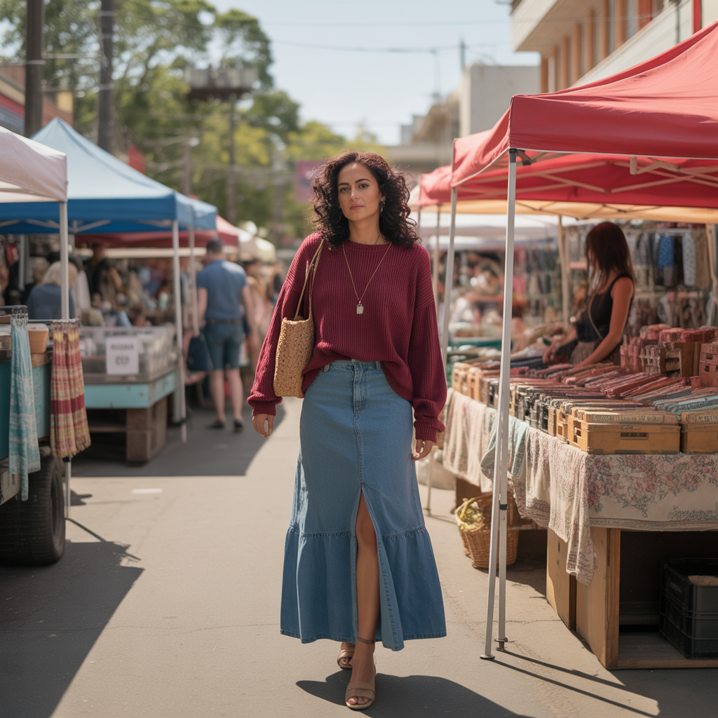 15 Best Trendy Grunge Fall Outfits to Rock This Season 15 Maxi Skirt with Oversized Sweater