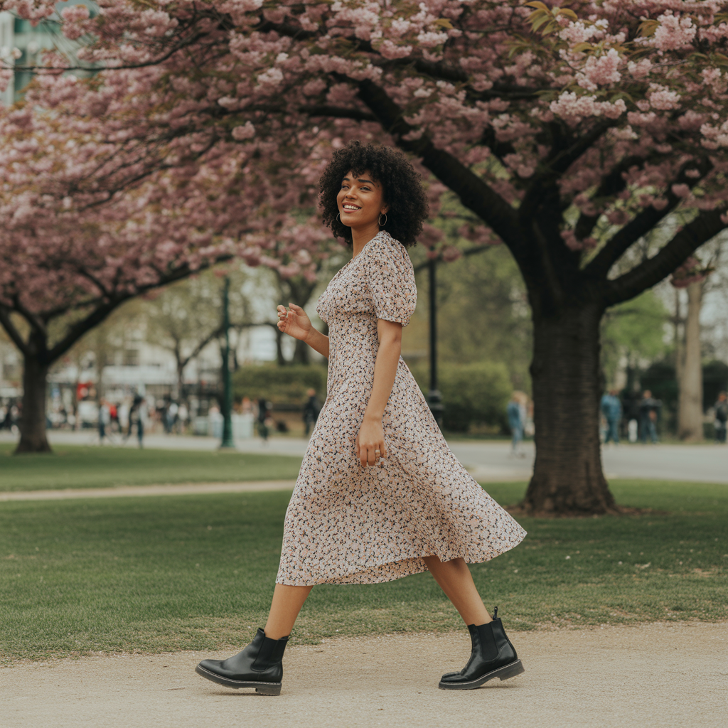 Midi Dress with Chelsea Boots