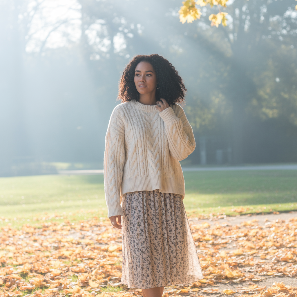 22 Best Fall Outfit Ideas to Stay Stylish This Autumn 6 Midi Skirt with Sweater