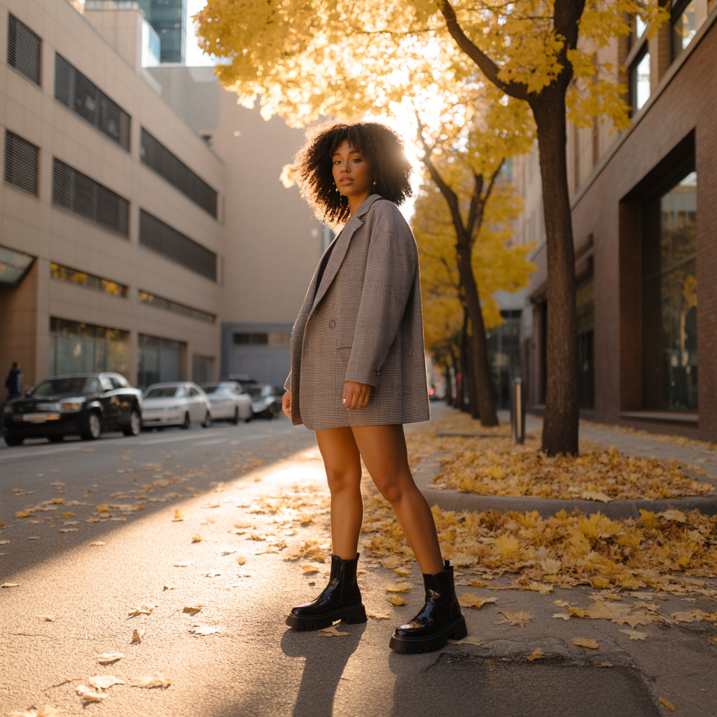 Oversized Blazer with Chunky Boots