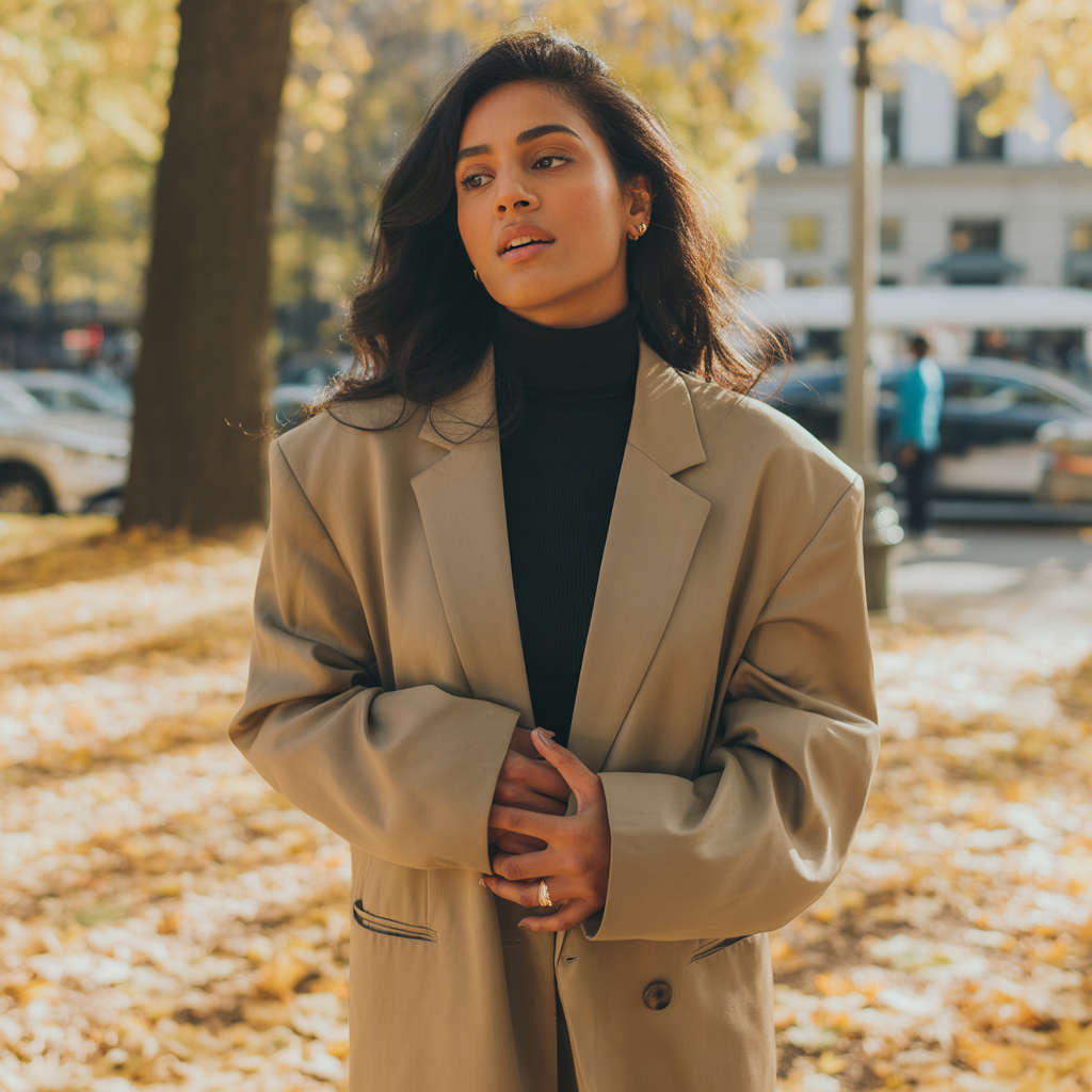 Oversized Blazer with Turtleneck