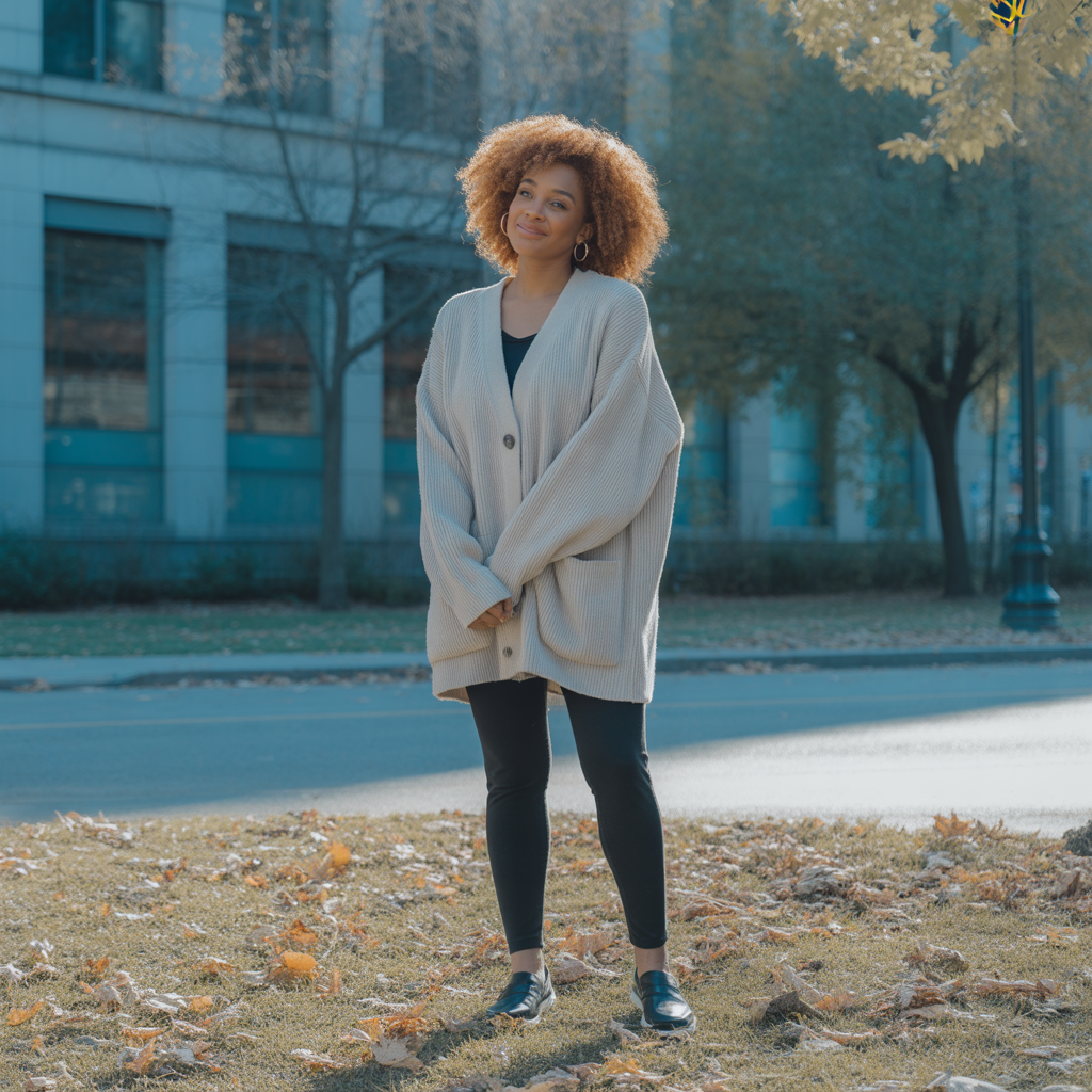 22 Best Fall Outfit Ideas to Stay Stylish This Autumn 2 Oversized Cardigan with Leggings