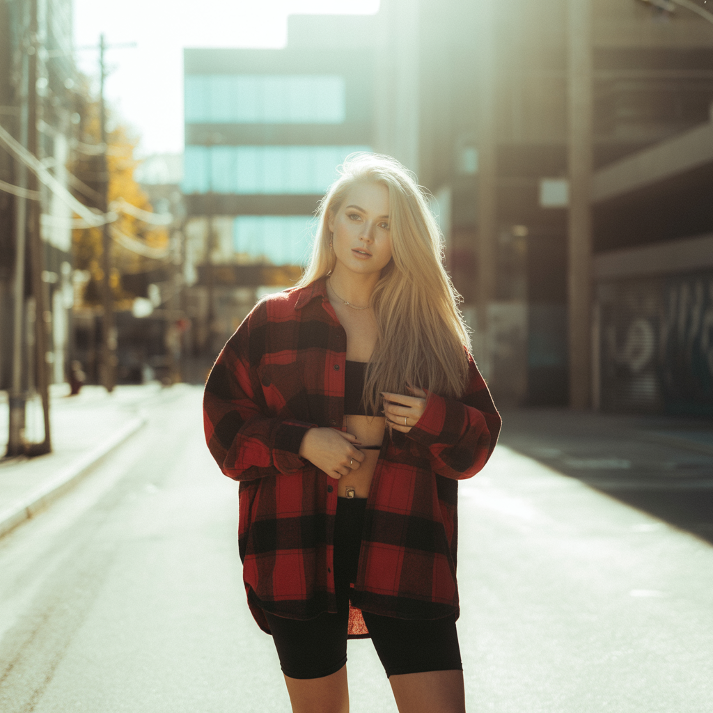20 Best Baddie Fall Outfits to Slay This Season 5 Oversized Flannel with Biker Shorts